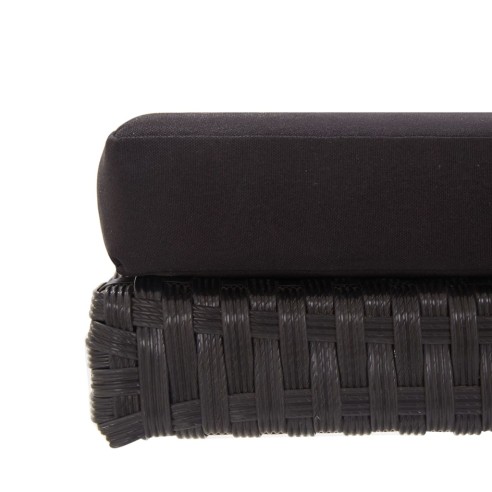 Градинска пейка с възглавници, 176 см, черна, полиратан