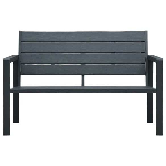 Градинска пейка, 120 cм, HDPE, сива, имитация на дърво