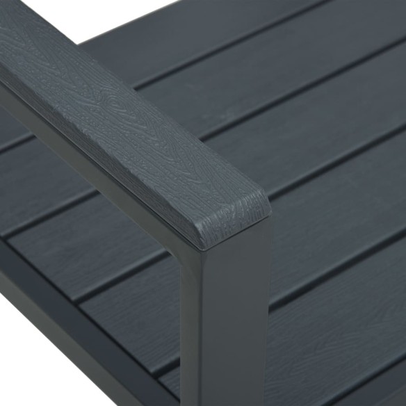 Градинска пейка, 120 cм, HDPE, сива, имитация на дърво