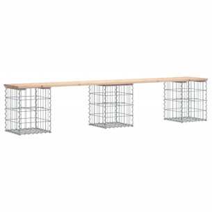 Градинска пейка габионен дизайн 203x31x42 см борово дърво масив 2