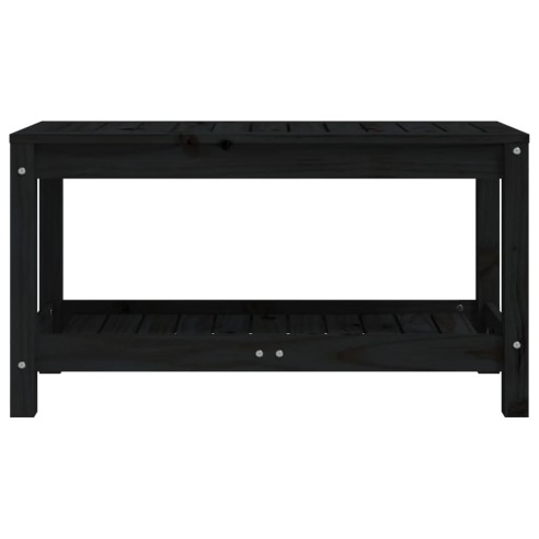 Градинска пейка, черна, 82,5x35x45 см, борово дърво масив