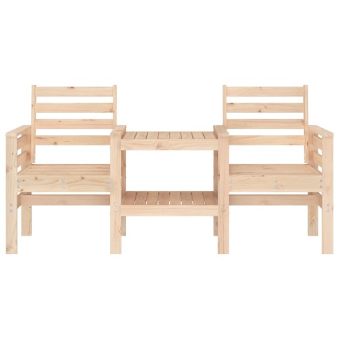 Градинска пейка с маса, 2-местна, масивна чамова дървесина