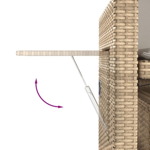 Накланяща се градинска пейка с възглавници бежов полиратан
