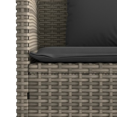Градинска пейка с възглавници, сив, полиратан