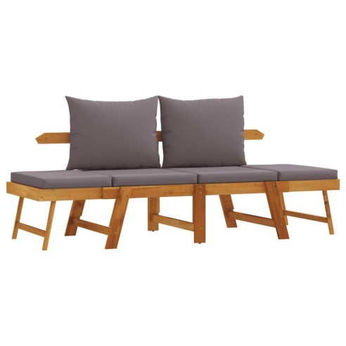 Градинска пейка с възглавници 2-в-1, акация масив