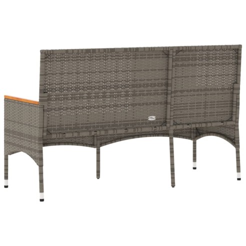 Градинска пейка 3-местна с възглавници сив полиратан