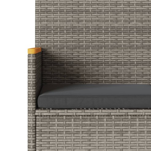 Градинска пейка 3-местна с възглавници сив полиратан