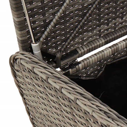 Пейка за съхранение с възглавница сива 80x51x52 см полиратан