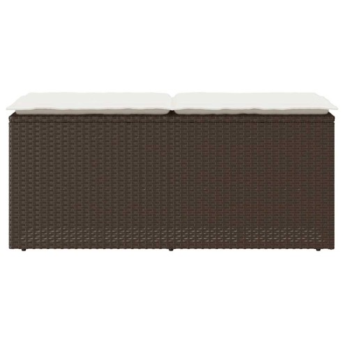 Градинска пейка с възглавница Кафява 110x40x44 cm Поли ратан