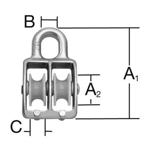 Двойна ролка за въже 8 мм ф50 мм с ухо 15 мм VORMANN ➤ топ цена ➤ dshome.bg