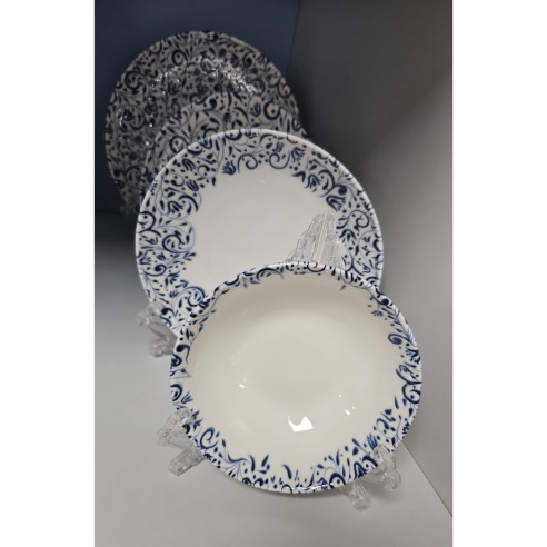 Порцеланов сервиз за хранене 24 части Сини шарки FARIKA ➤ топ цена ➤ dshome.bg