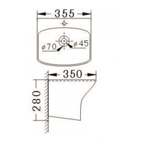 Мивка за баня с полуконзола ICC 3535 INTER CERAMIC ➤ топ цена ➤ dshome.bg