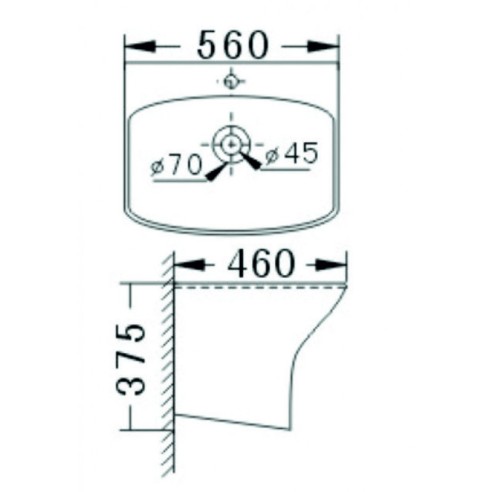 Мивка за баня с полуконзола ICC 5646 INTER CERAMIC ➤ топ цена ➤ dshome.bg