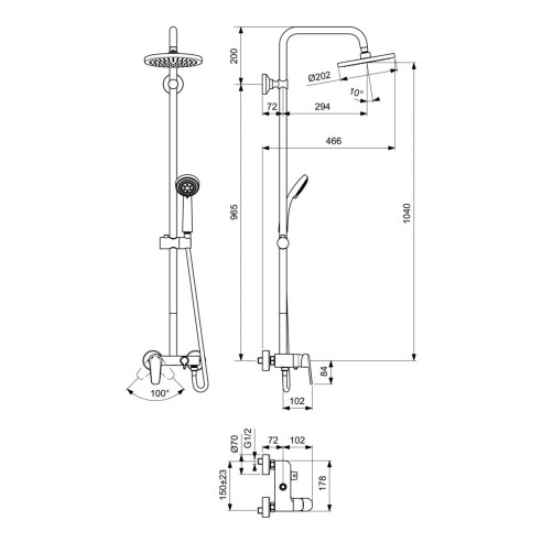 Душ система със смесител и аксесоари B0976AA SevaL VIDIMA ➤ топ цена ➤ dshome.bg