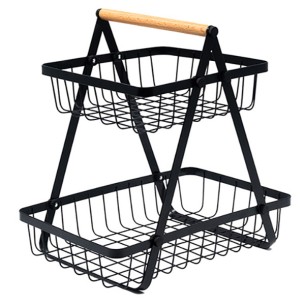 Фруктиера на две нива с дървена дръжка 31x20 см ➤ топ цена ➤ dshome.bg