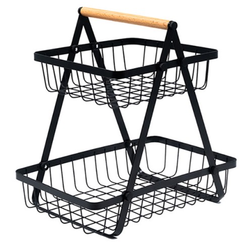 Фруктиера на две нива с дървена дръжка 31x20 см ➤ топ цена ➤ dshome.bg