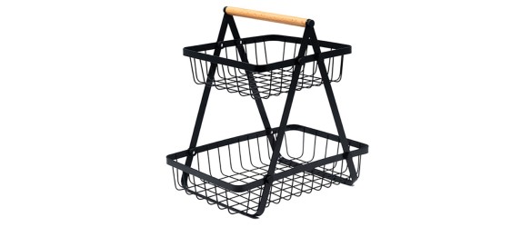 Фруктиера на две нива с дървена дръжка 31x20 см ➤ топ цена ➤ dshome.bg