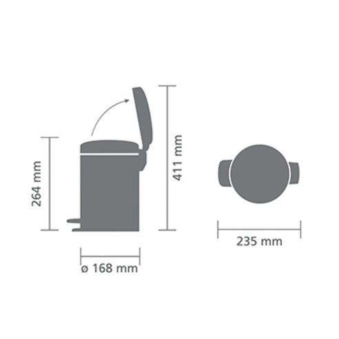 Кошче за баня 3 л NewIcon Matt Black BRABANTIA ➤ топ цена ➤ dshome.bg