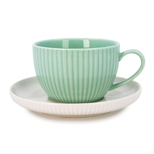 Комплект чаши за капучино 12 части 220 мл мента ➤ топ цена ➤ dshome.bg