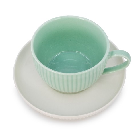 Комплект чаши за капучино 12 части 220 мл мента ➤ топ цена ➤ dshome.bg