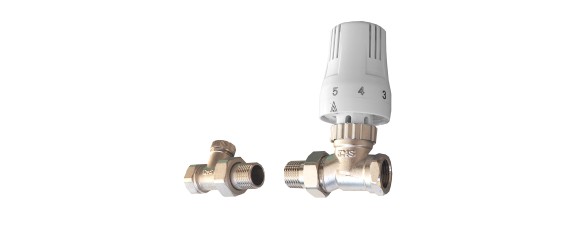Радиаторен прав сет Cayman-5 White 1/2"x16 мм и 1/2"x15 мм ➤ топ цена ➤ dshome.bg