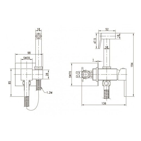 Смесител за вграждане за биде сив ICF 3313GG INTER CERAMIC ➤ топ цена ➤ dshome.bg