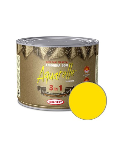 Алкидна боя за метал 3в1 Aquarelle жълта 0,450л TERAFLEX - 1