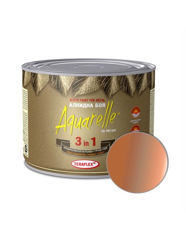 Алкидна боя за метал 3в1 Aquarelle мед металик 0,450л TERAFLEX - 1