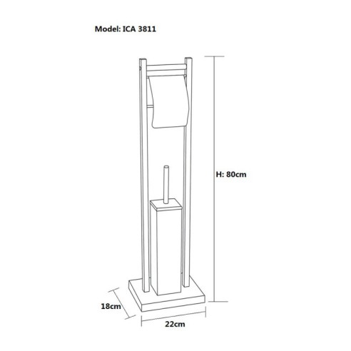 Комплект четка и поставка за тоалетна хартия металик ICA 3811C INTER CERAMIC ➤ топ цена ➤ dshome.bg