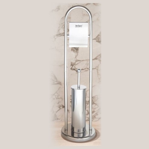 Комплект четка и поставка за тоалетна хартия металик ICA 3812C INTER CERAMIC ➤ топ цена ➤ dshome.bg