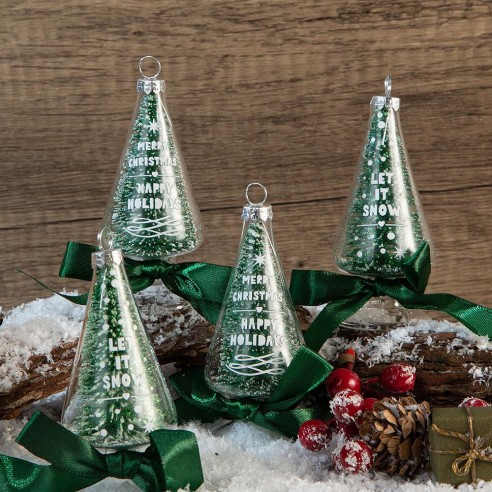 Декоративни коледни елхички 4x9 см 4 бр. ➤ топ цена ➤ dshome.bg