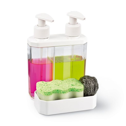Двоен дозатор за течен сапун с поставка за гъба 3в1 PLANET