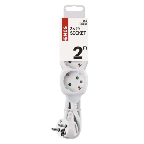 Разклонител с 3 гнезда 1.5 м бял EMOS ➤ топ цена ➤ dshome.bg
