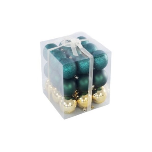 Коледни топки Ø6 см златисти и с райе 6 бр. ➤ топ цена ➤ dshome.bg