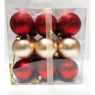 Коледни топки Ø6 см златисти и с райе 6 бр. ➤ топ цена ➤ dshome.bg