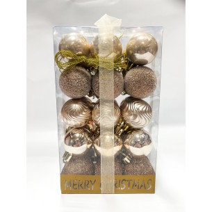 Коледни топки Ø6 см златисти и с райе 6 бр. ➤ топ цена ➤ dshome.bg