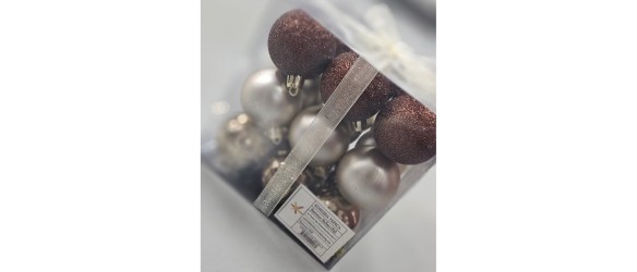 Коледни топки Ø6 см златисти и с райе 6 бр. ➤ топ цена ➤ dshome.bg