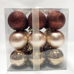 Коледни топки Ø6 см златисти и с райе 6 бр. ➤ топ цена ➤ dshome.bg