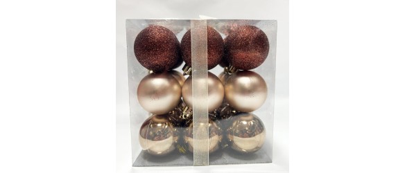 Коледни топки Ø6 см златисти и с райе 6 бр. ➤ топ цена ➤ dshome.bg