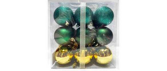 Коледни топки Ø7 см Перлено зелено/златно 27 бр. ➤ топ цена ➤ dshome.bg