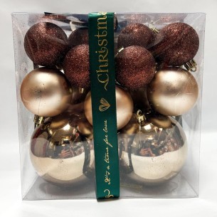 Коледни топки Ø6 см златисти и с райе 6 бр. ➤ топ цена ➤ dshome.bg