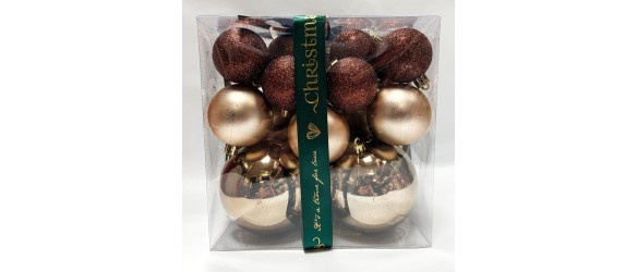 Коледни топки Ø6 см златисти и с райе 6 бр. ➤ топ цена ➤ dshome.bg