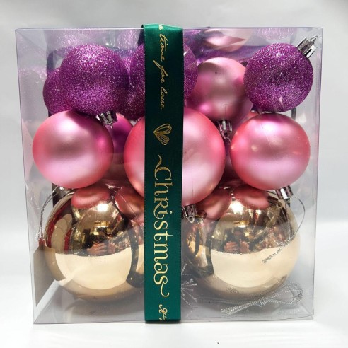 Коледни топки Ø5/6/8/10 см Сияйна фуксия/златно 29 бр. ➤ топ цена ➤ dshome.bg