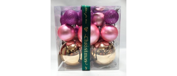 Коледни топки Ø5/6/8/10 см Сияйна фуксия/златно 29 бр. ➤ топ цена ➤ dshome.bg