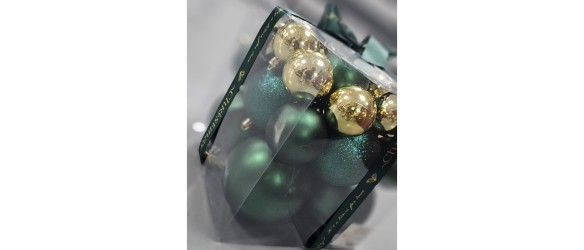 Коледни топки Ø6 см златисти и с райе 6 бр. ➤ топ цена ➤ dshome.bg