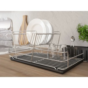 Сушилник за съдове на две нива 38x25x36 см никел ➤ топ цена ➤ dshome.bg