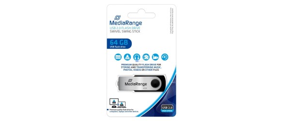 Флаш памет USB 2.0 16 GB черно/сребристо MediaRange ➤ топ цена ➤ dshome.bg