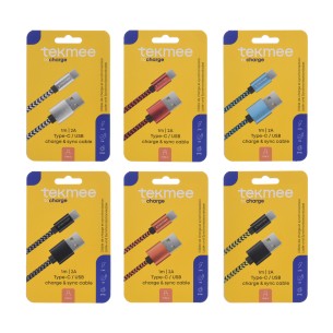 Кабел за зареждане Type-C към USB 1 м Nylon braided TEKMEE