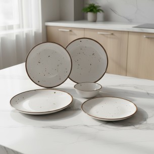 Порцеланов сервиз за хранене 24 части Кафяви пръски TOPRAKSAN 2