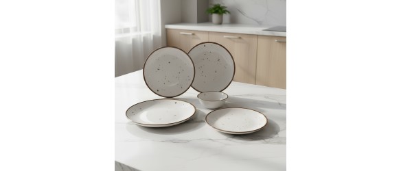 Порцеланов сервиз за хранене 24 части Кафяви пръски TOPRAKSAN